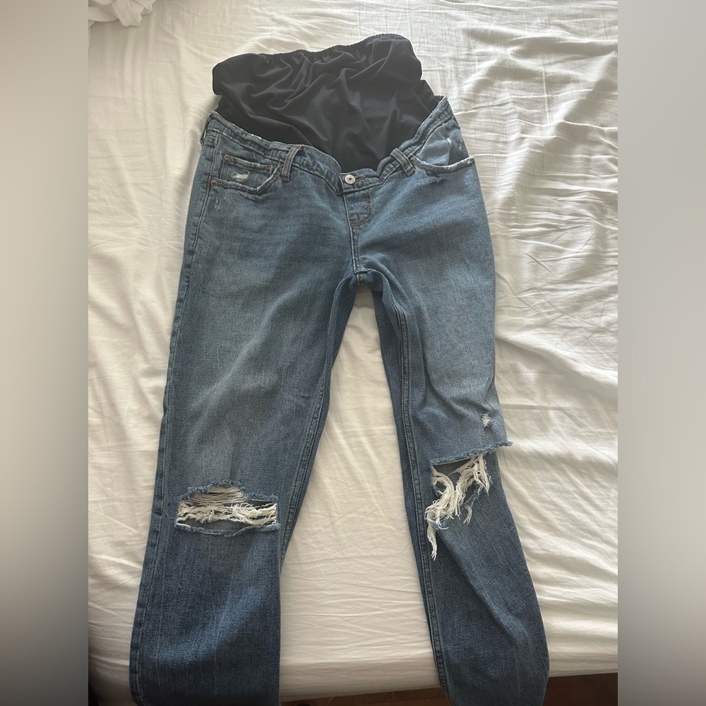 MATERNITY Abercrombie & Fitch Blue  Ankle Straight Jeans Distressed